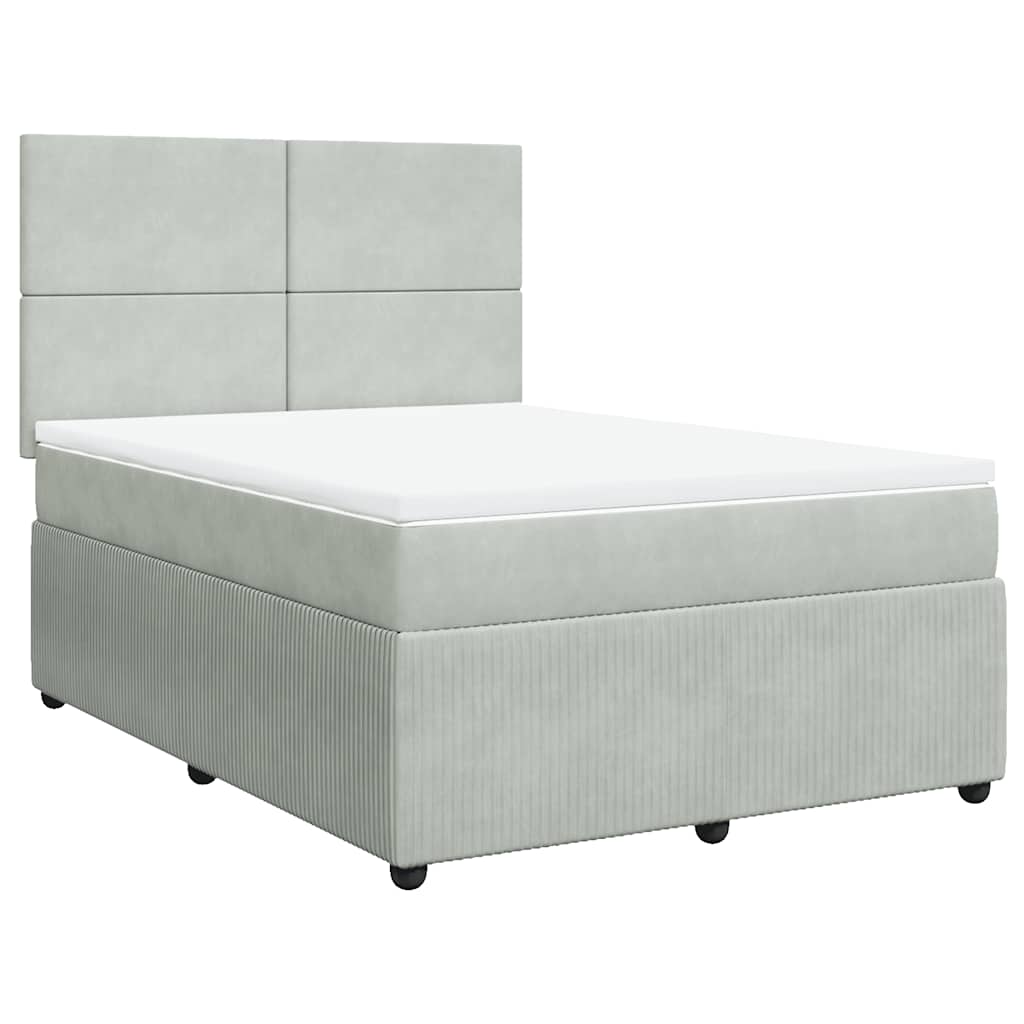 Sommier à lattes de lit et matelas Gris clair 140x190cm Velours - XIOS