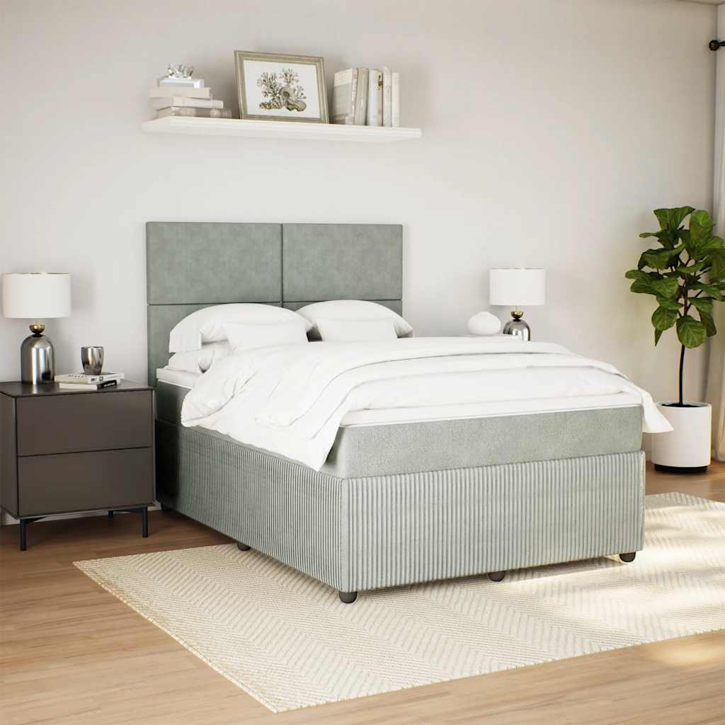 Sommier à lattes de lit et matelas Gris clair 140x190cm Velours - XIOS