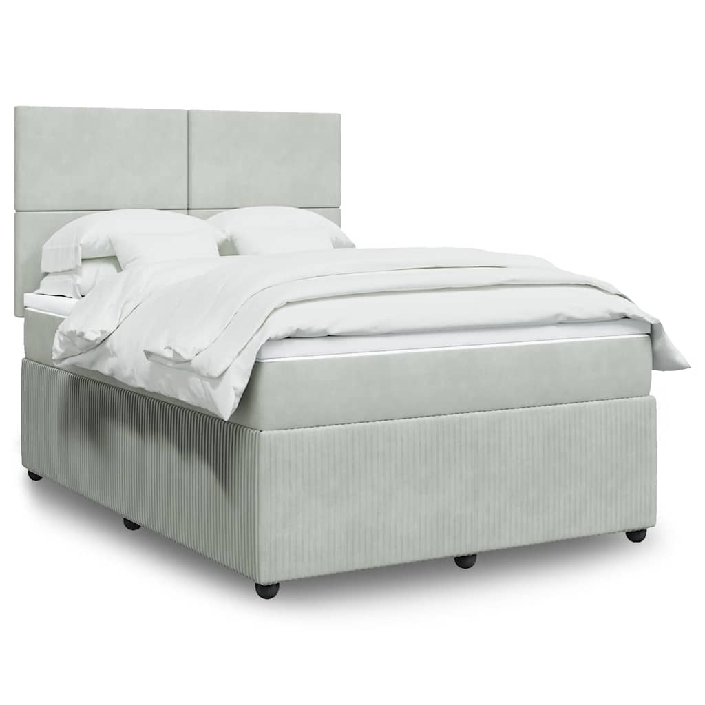 Sommier à lattes de lit et matelas Gris clair 140x190cm Velours - XIOS