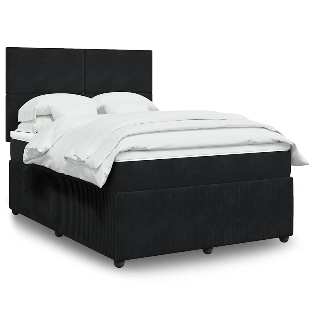 Sommier à lattes de lit avec matelas Noir 140x190 cm Velours - XIOS