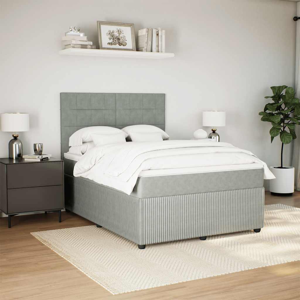 Sommier à lattes de lit et matelas Gris clair 140x190cm Velours - XIOS