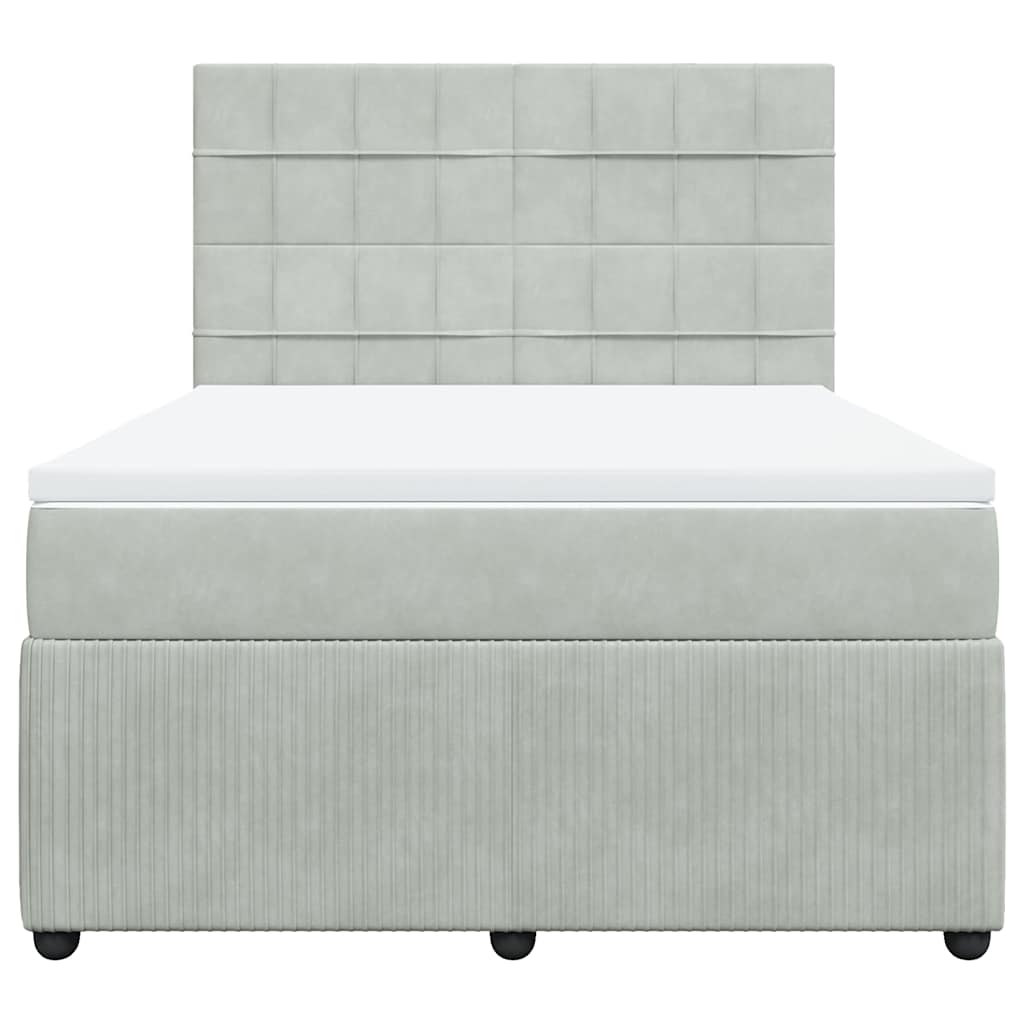 Sommier à lattes de lit et matelas Gris clair 140x190cm Velours - XIOS