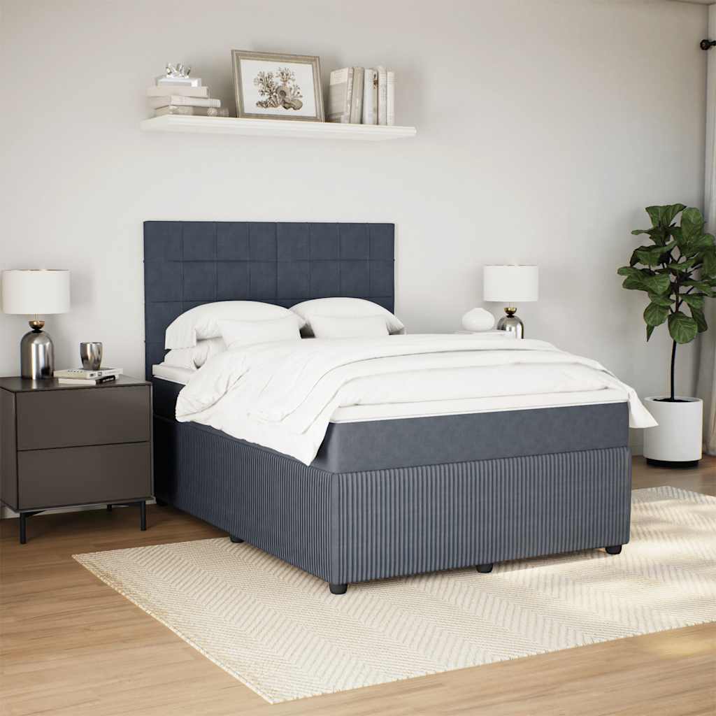 Sommier à lattes de lit et matelas Gris foncé 140x190cm Velours - XIOS