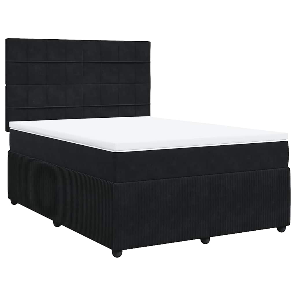 Sommier à lattes de lit avec matelas Noir 140x190 cm Velours - XIOS