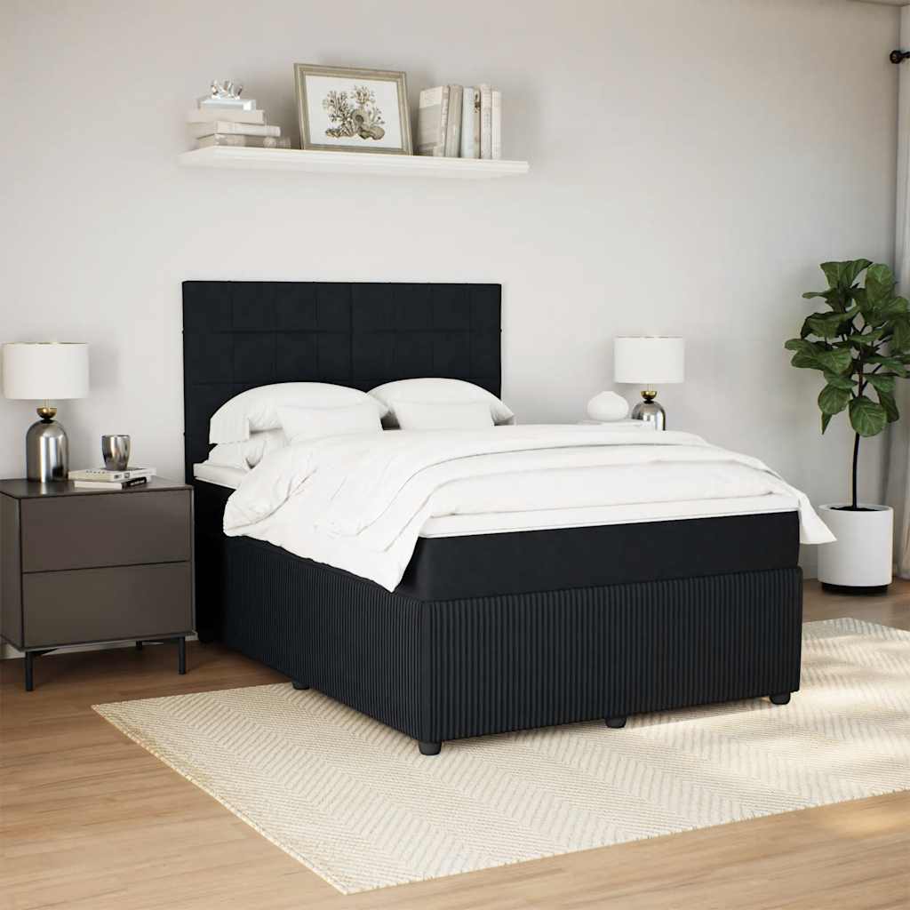 Sommier à lattes de lit avec matelas Noir 140x190 cm Velours - XIOS