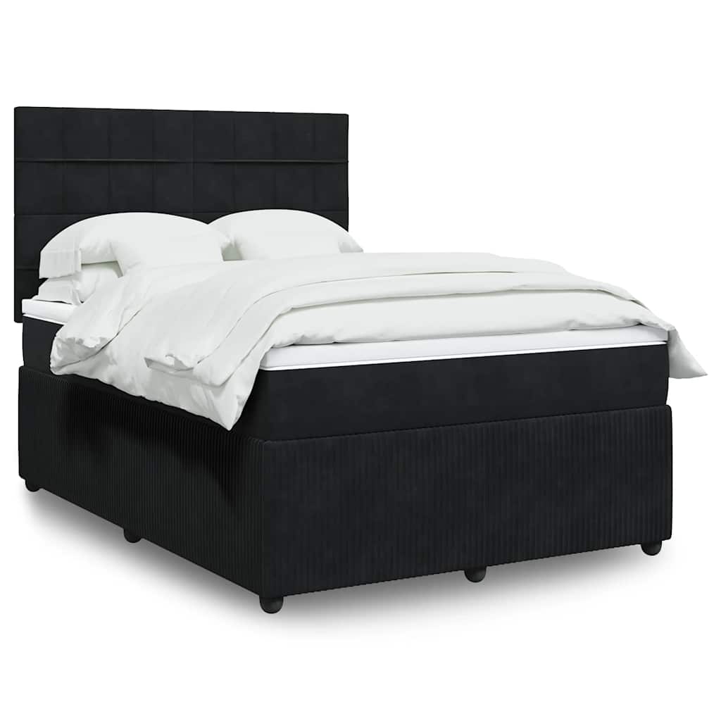 Sommier à lattes de lit avec matelas Noir 140x190 cm Velours - XIOS