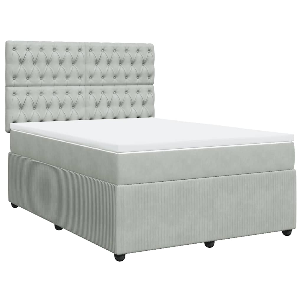 Sommier à lattes de lit et matelas Gris clair 140x190cm Velours - XIOS