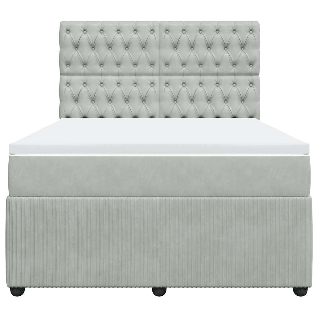 Sommier à lattes de lit et matelas Gris clair 140x190cm Velours - XIOS