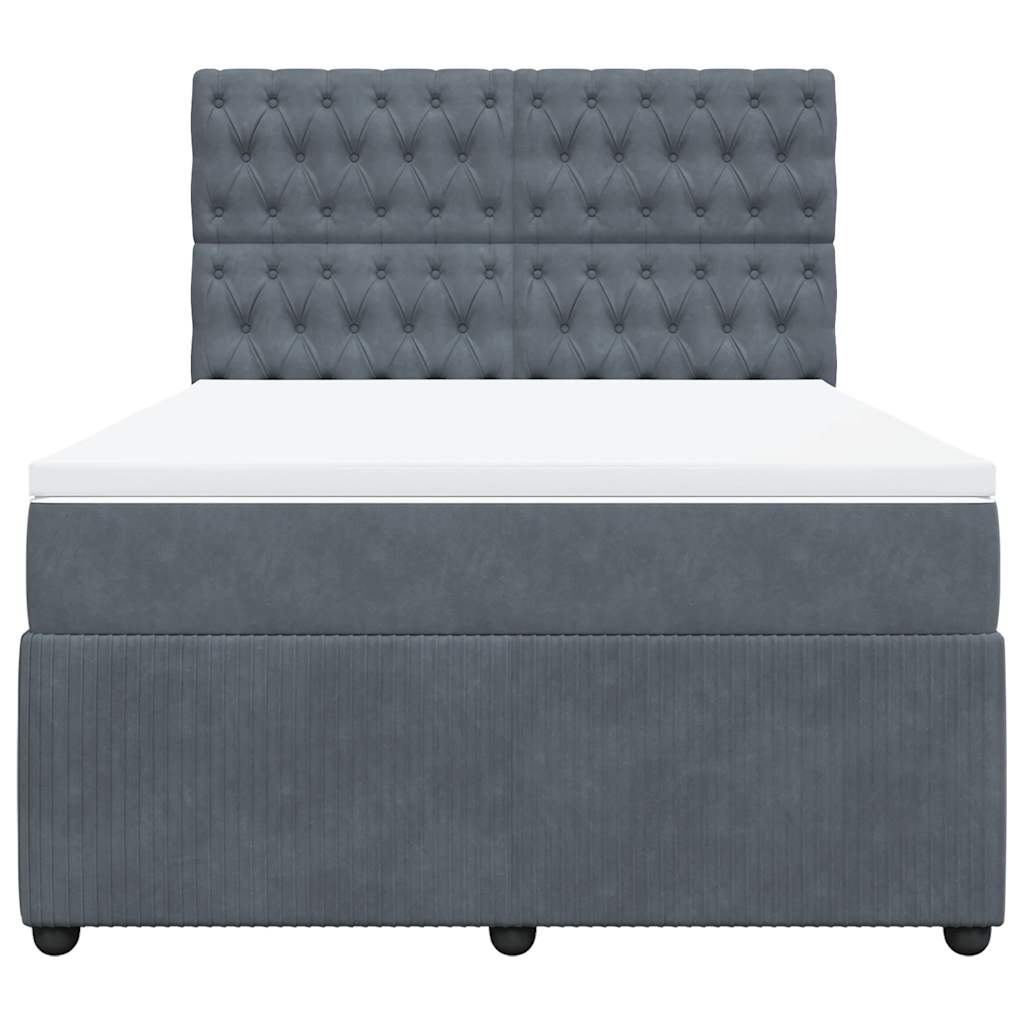 Sommier à lattes de lit et matelas Gris foncé 140x190cm Velours - XIOS