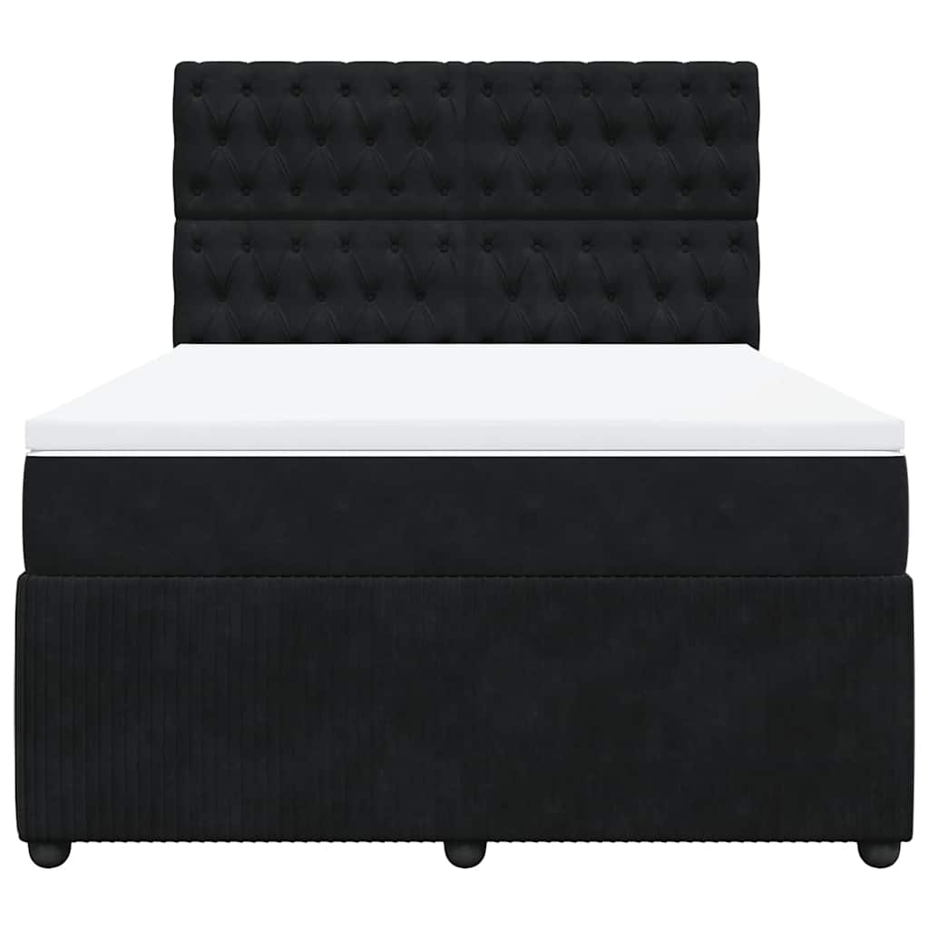 Sommier à lattes de lit avec matelas Noir 140x190 cm Velours - XIOS