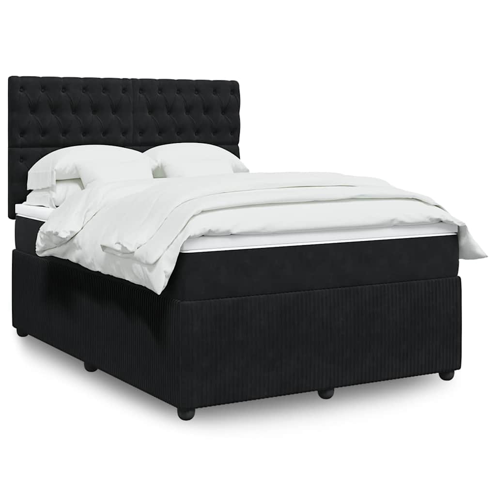Sommier à lattes de lit avec matelas Noir 140x190 cm Velours - XIOS
