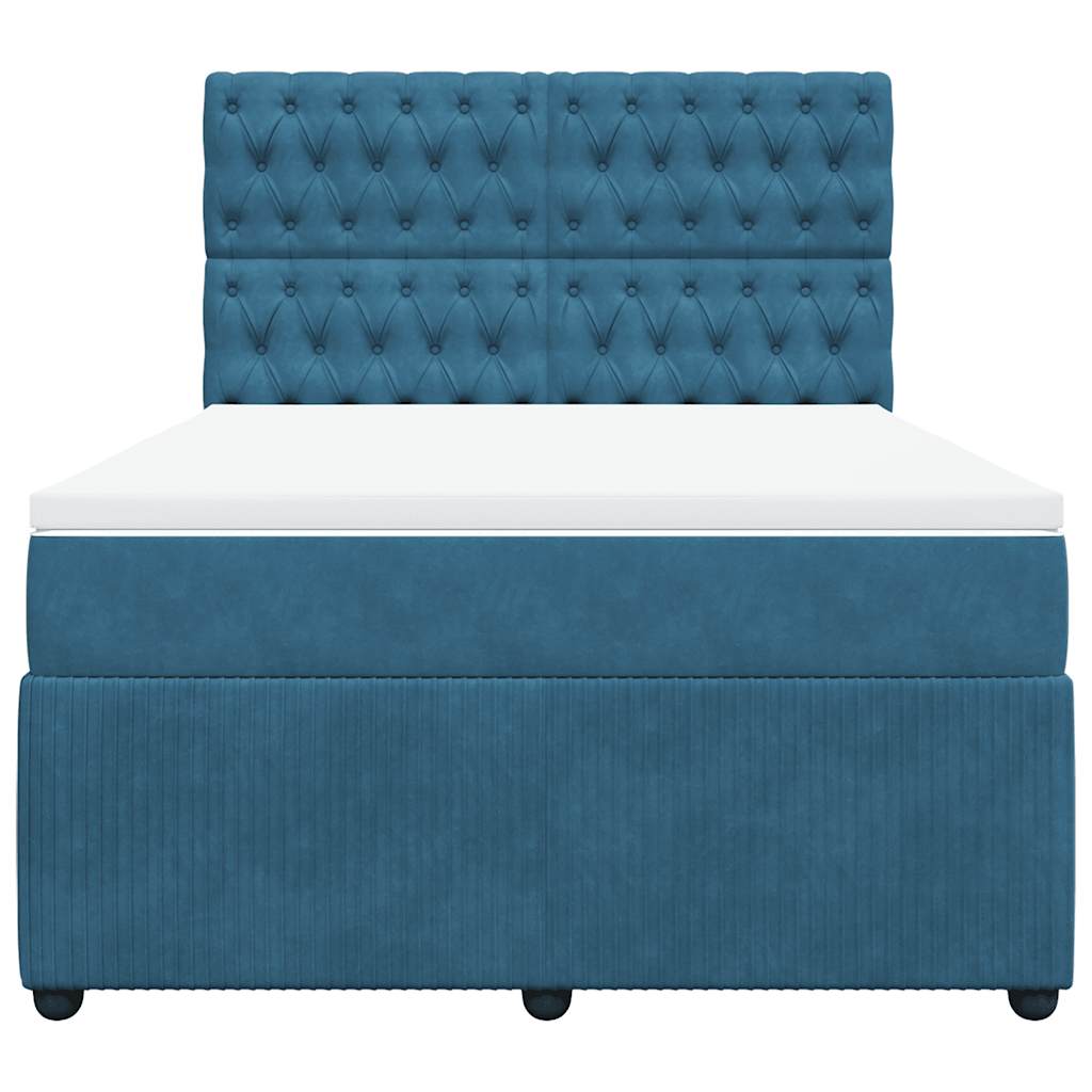 Sommier à lattes de lit et matelas Bleu foncé 140x190cm Velours - XIOS