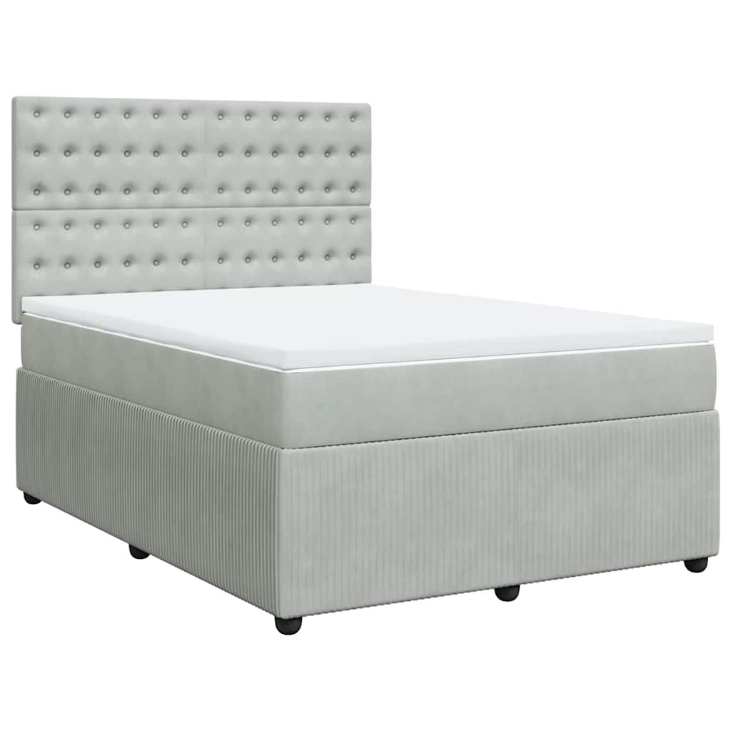 Sommier à lattes de lit et matelas Gris clair 140x190cm Velours - XIOS