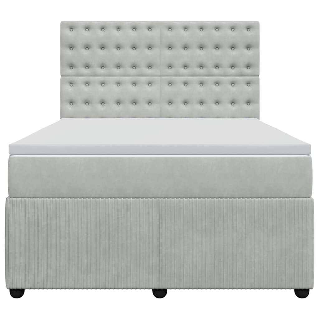 Sommier à lattes de lit et matelas Gris clair 140x190cm Velours - XIOS