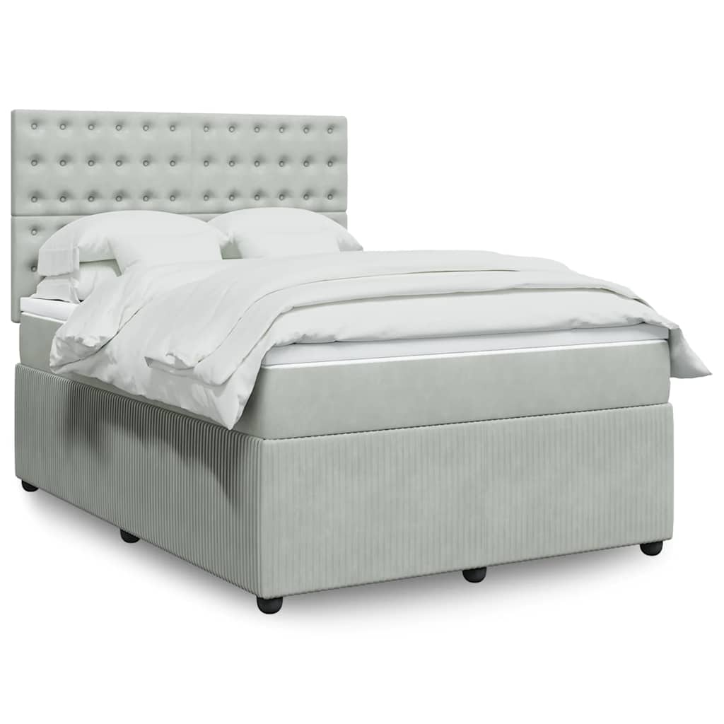 Sommier à lattes de lit et matelas Gris clair 140x190cm Velours - XIOS