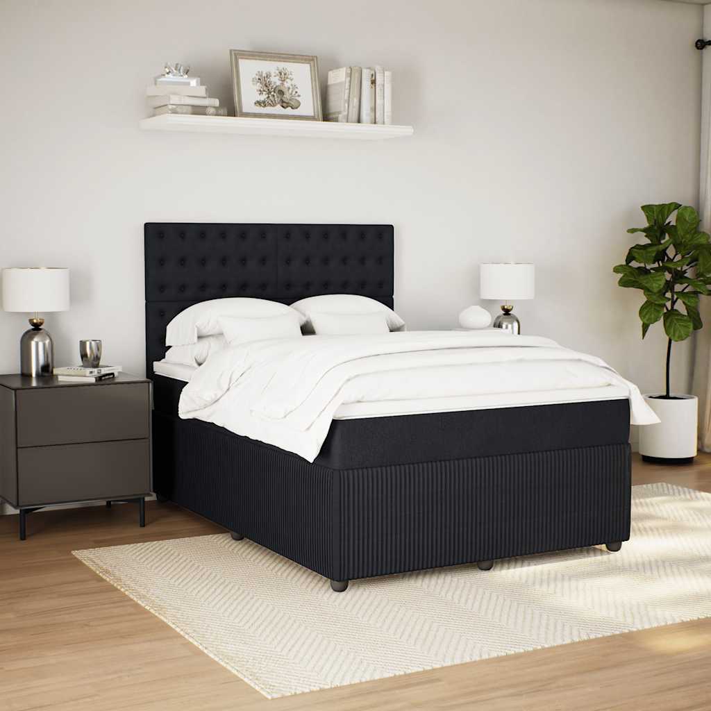 Sommier à lattes de lit avec matelas Noir 140x190 cm Velours - XIOS
