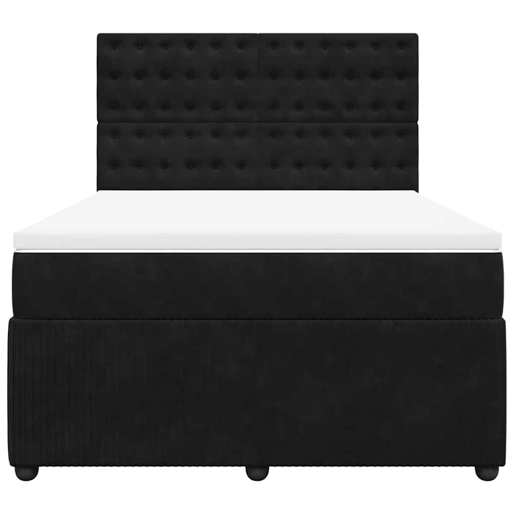 Sommier à lattes de lit avec matelas Noir 140x190 cm Velours - XIOS