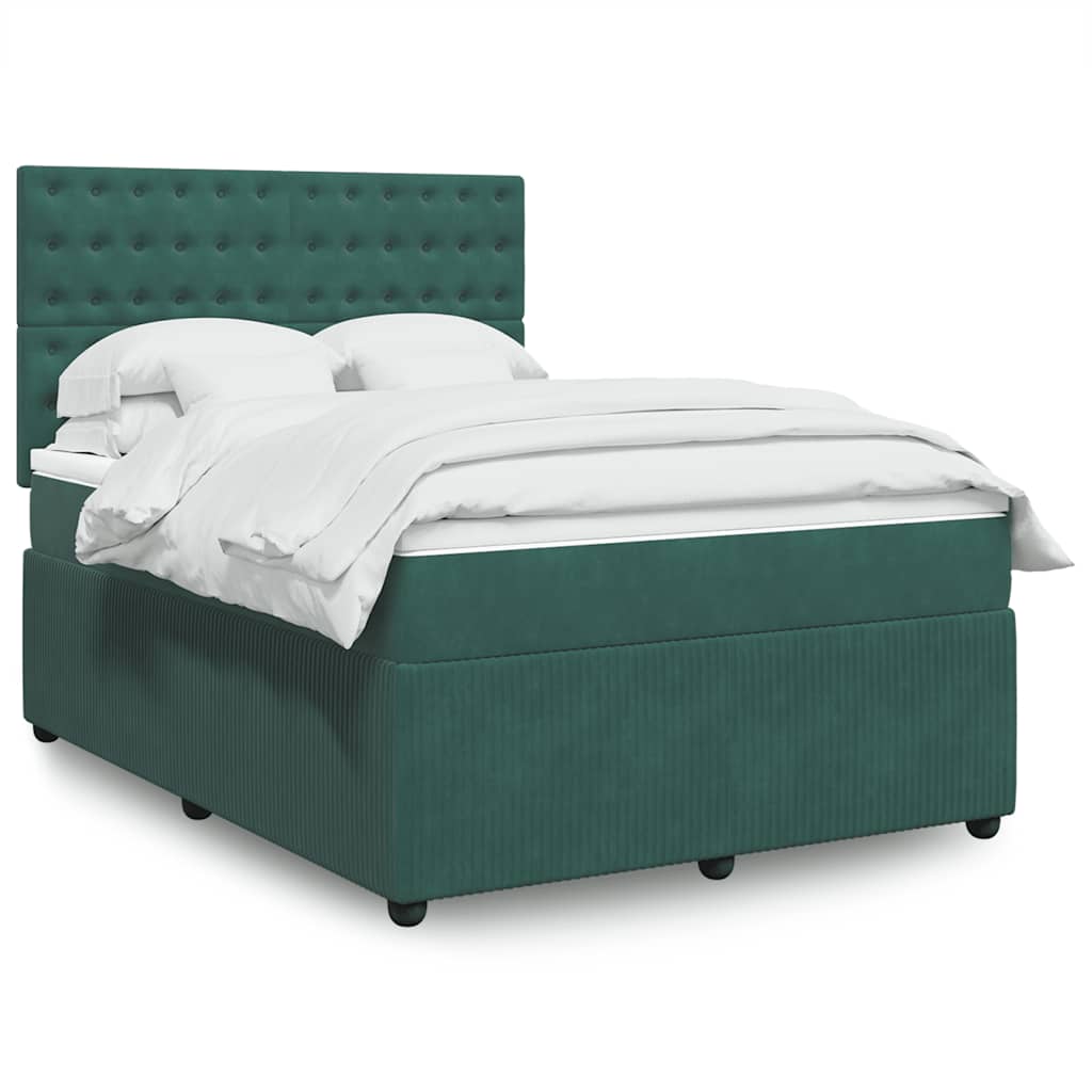 Sommier à lattes de lit et matelas Vert foncé 140x190cm Velours - XIOS