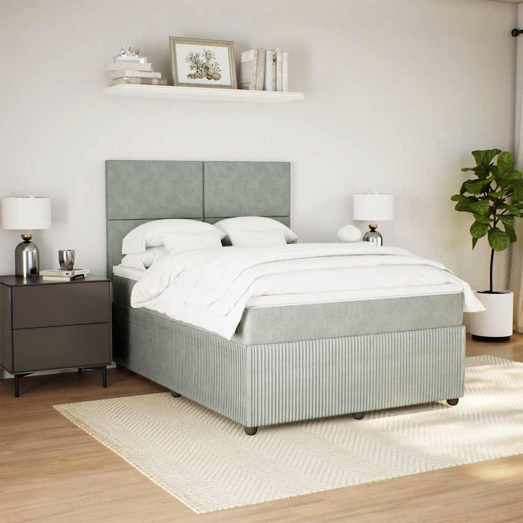Sommier à lattes de lit et matelas Gris clair 140x200cm Velours - XIOS