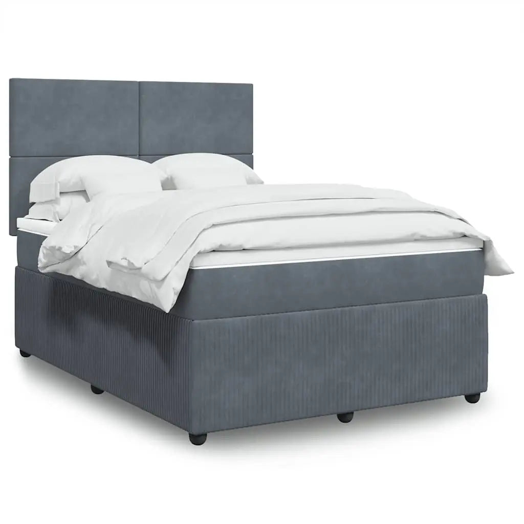 Sommier à lattes de lit et matelas Gris foncé 140x200cm Velours - XIOS