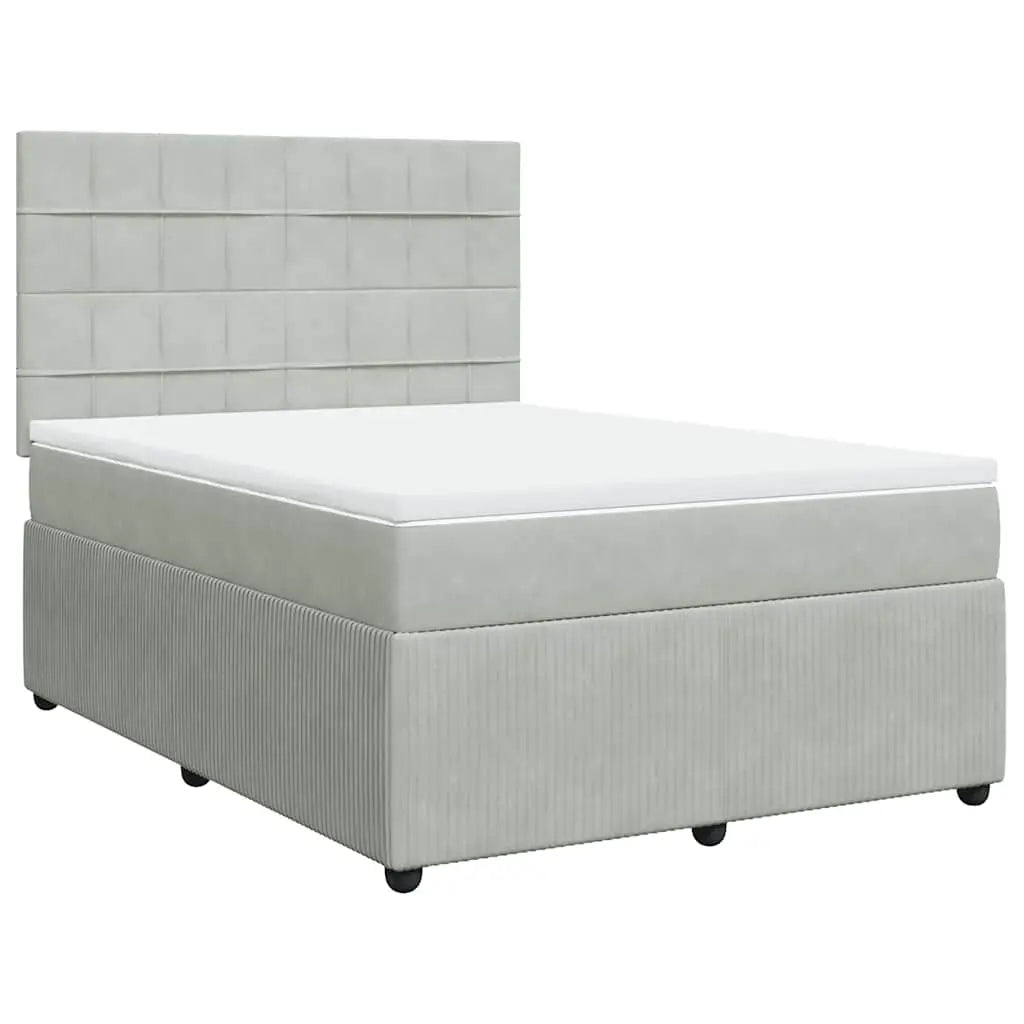 Sommier à lattes de lit et matelas Gris clair 140x200cm Velours - XIOS