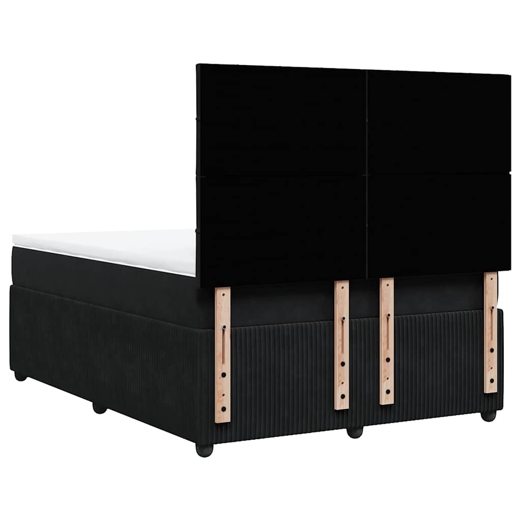 Sommier à lattes de lit avec matelas Noir 140x200 cm Velours - XIOS
