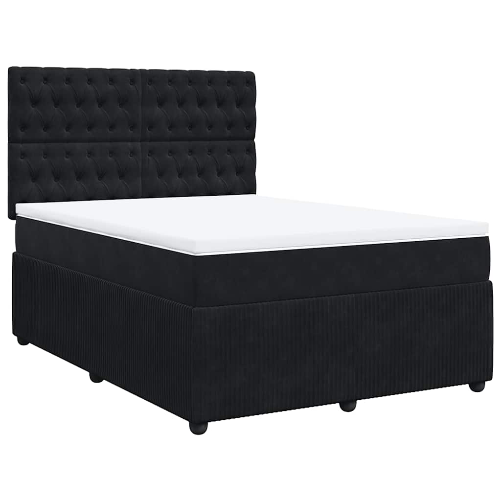 Sommier à lattes de lit avec matelas Noir 140x200 cm Velours - XIOS
