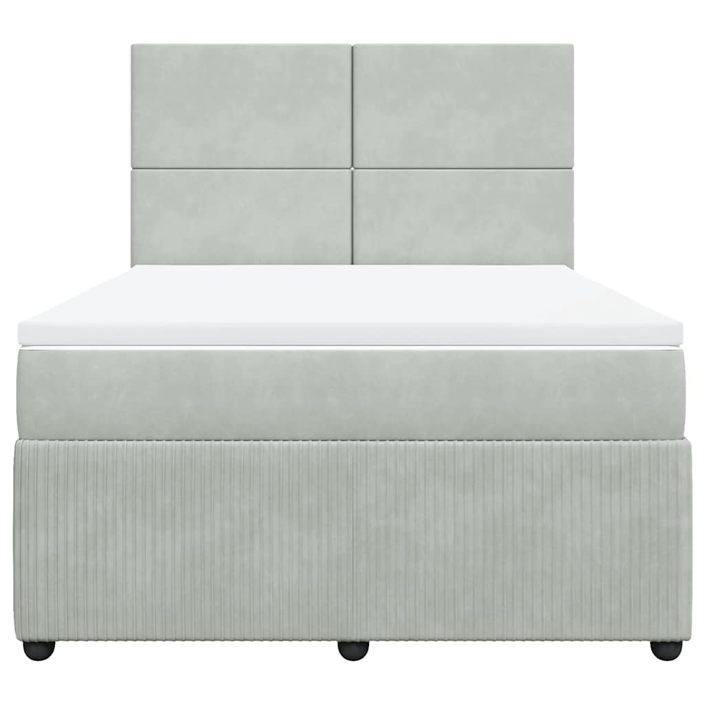 Sommier à lattes de lit et matelas Gris clair 160x200cm Velours - XIOS