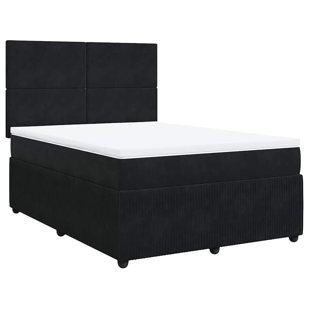 Sommier à lattes de lit et matelas Noir 160x200 cm Velours - XIOS