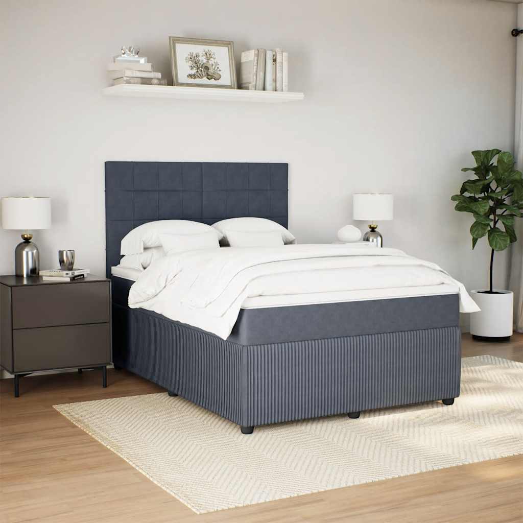 Sommier à lattes de lit et matelas Gris foncé 160x200cm Velours - XIOS