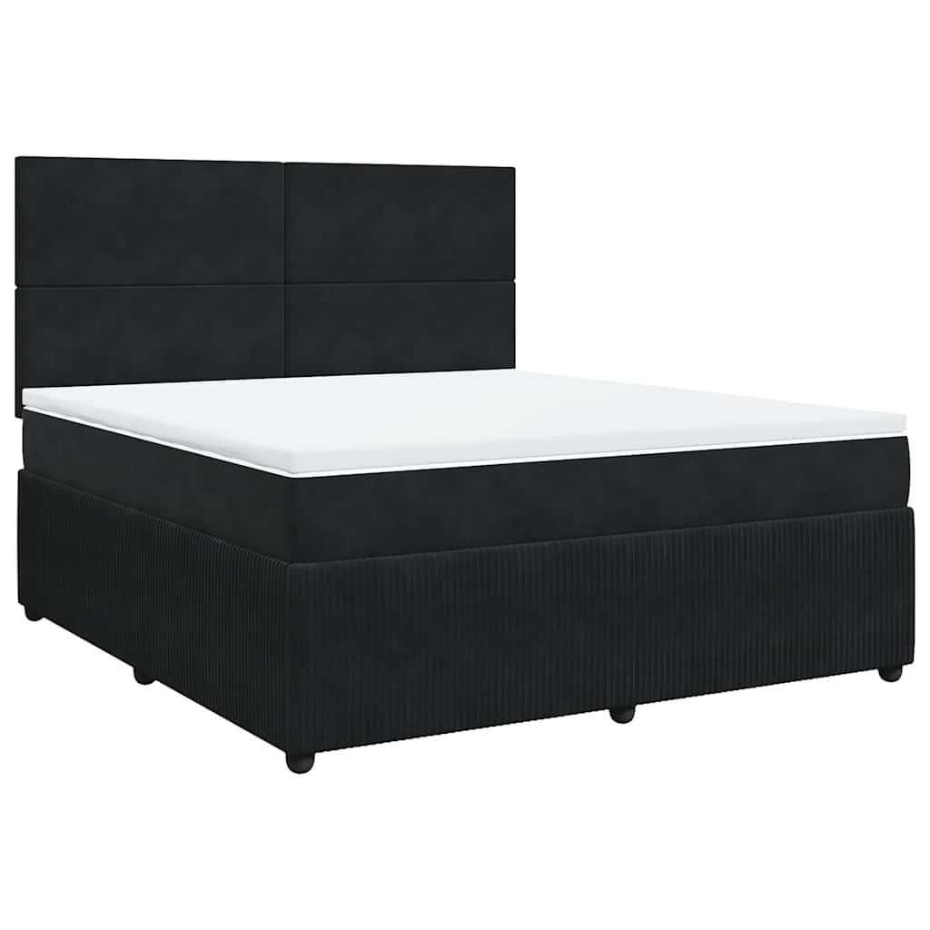 Sommier à lattes de lit avec matelas Noir 180x200 cm Velours - XIOS