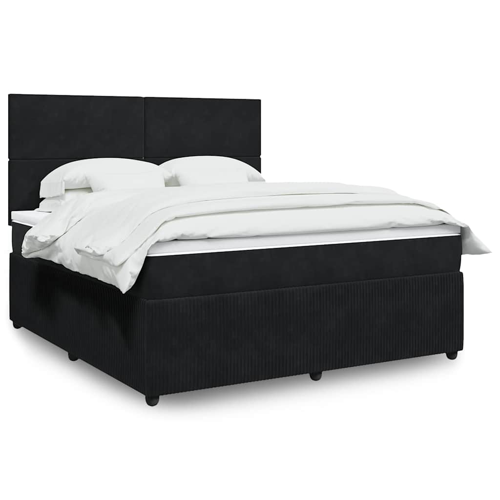 Sommier à lattes de lit avec matelas Noir 180x200 cm Velours - XIOS
