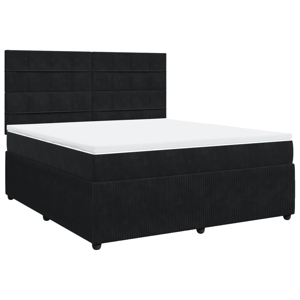 Sommier à lattes de lit avec matelas Noir 180x200 cm Velours Lits & cadres de lit vidaXL
