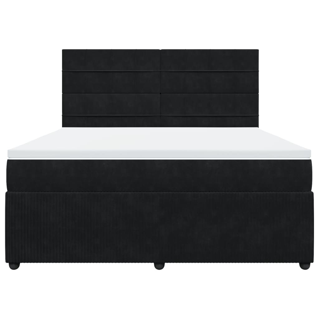 Sommier à lattes de lit avec matelas Noir 180x200 cm Velours Lits & cadres de lit vidaXL
