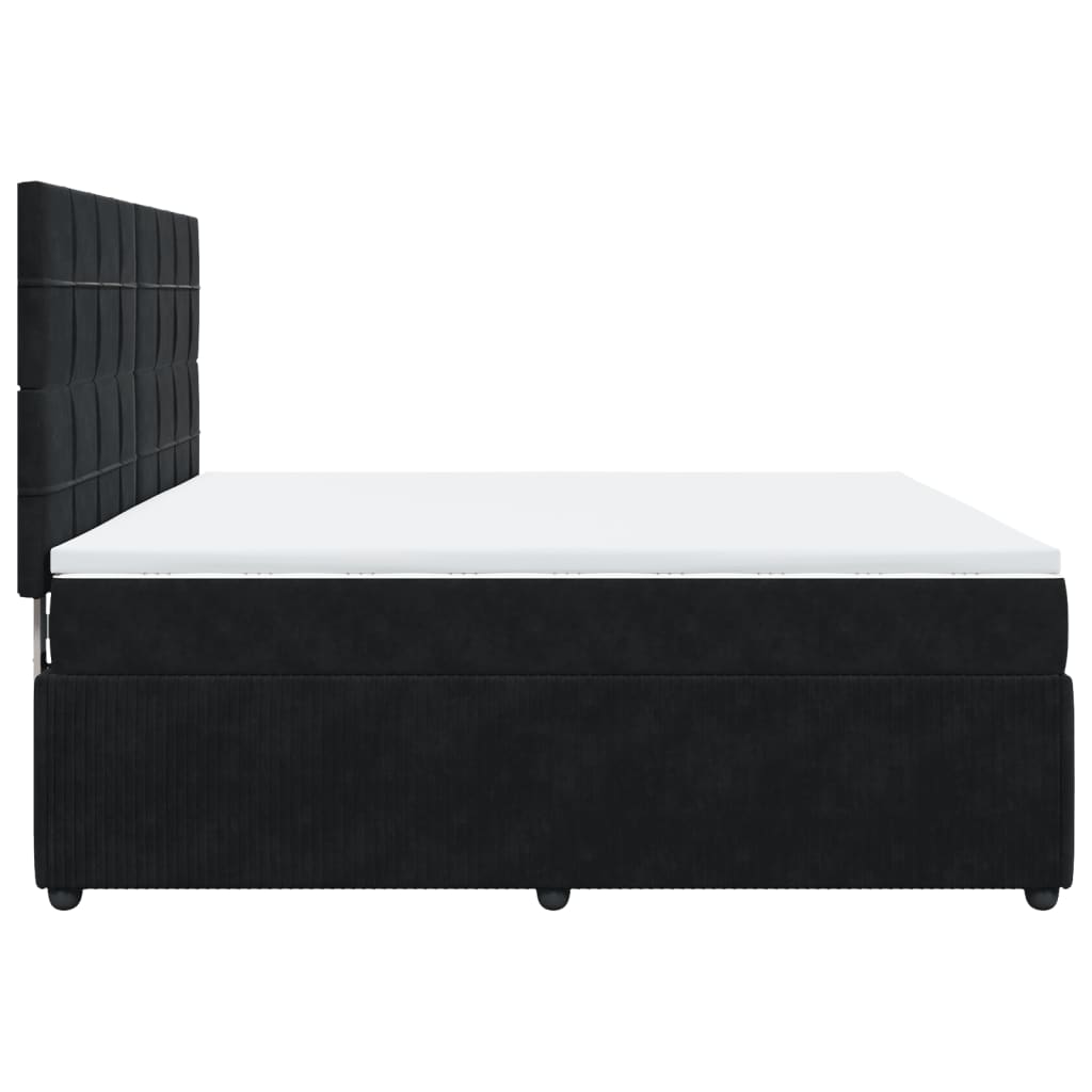 Sommier à lattes de lit avec matelas Noir 180x200 cm Velours Lits & cadres de lit vidaXL