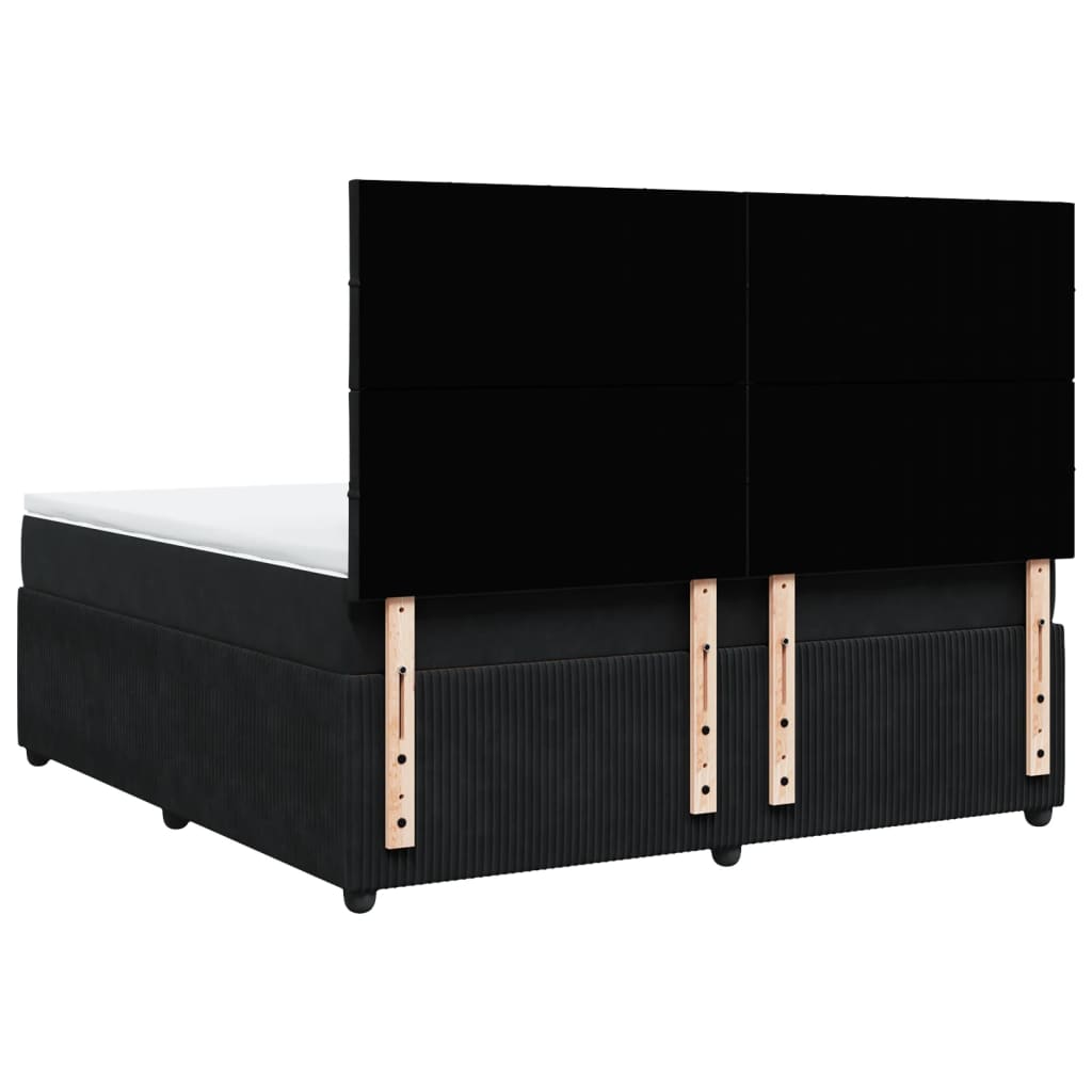 Sommier à lattes de lit avec matelas Noir 180x200 cm Velours Lits & cadres de lit vidaXL