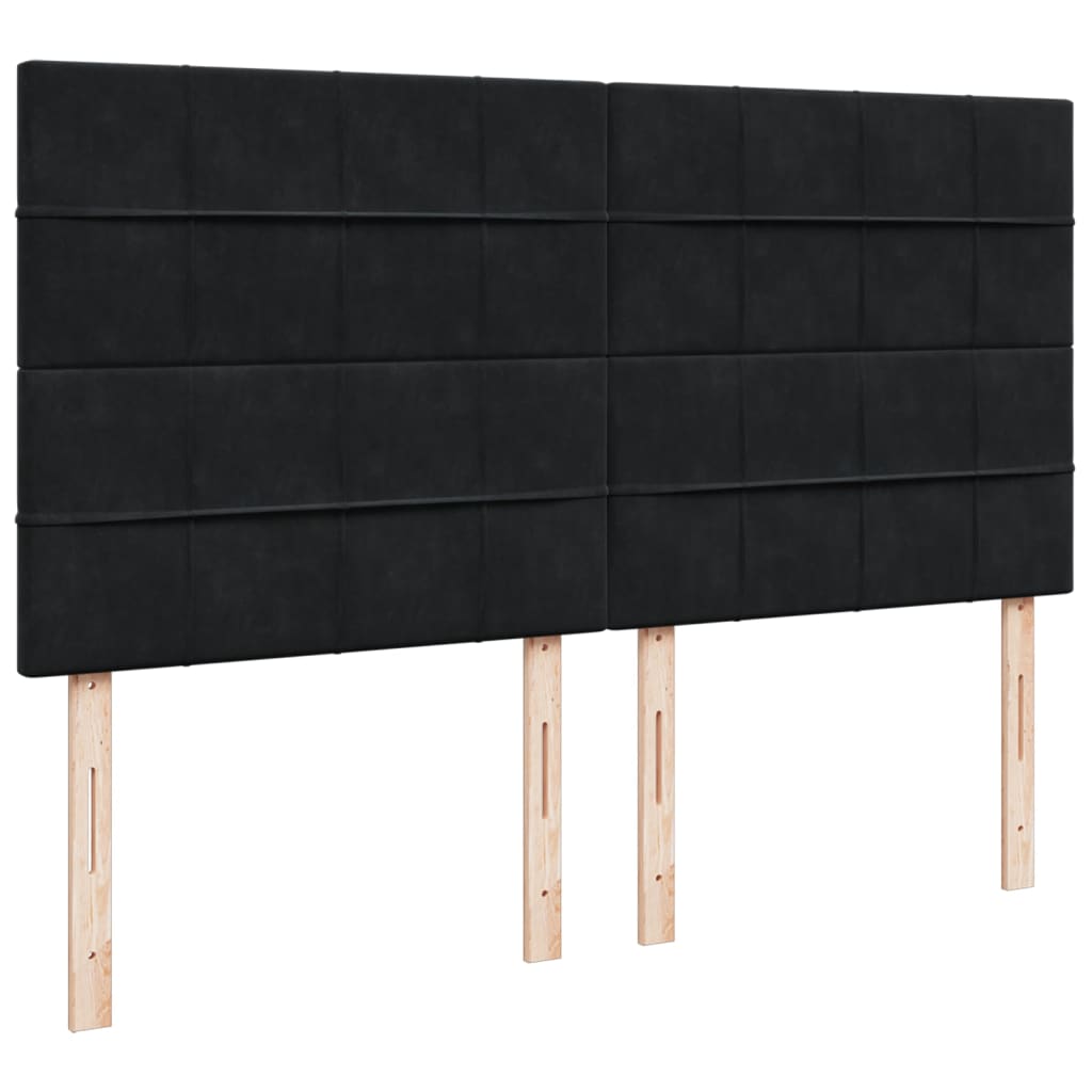 Sommier à lattes de lit avec matelas Noir 180x200 cm Velours Lits & cadres de lit vidaXL