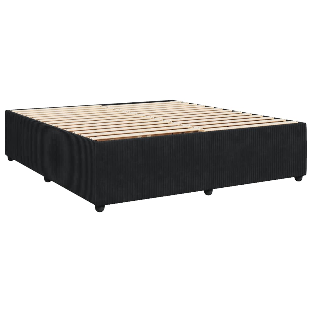 Sommier à lattes de lit avec matelas Noir 180x200 cm Velours Lits & cadres de lit vidaXL