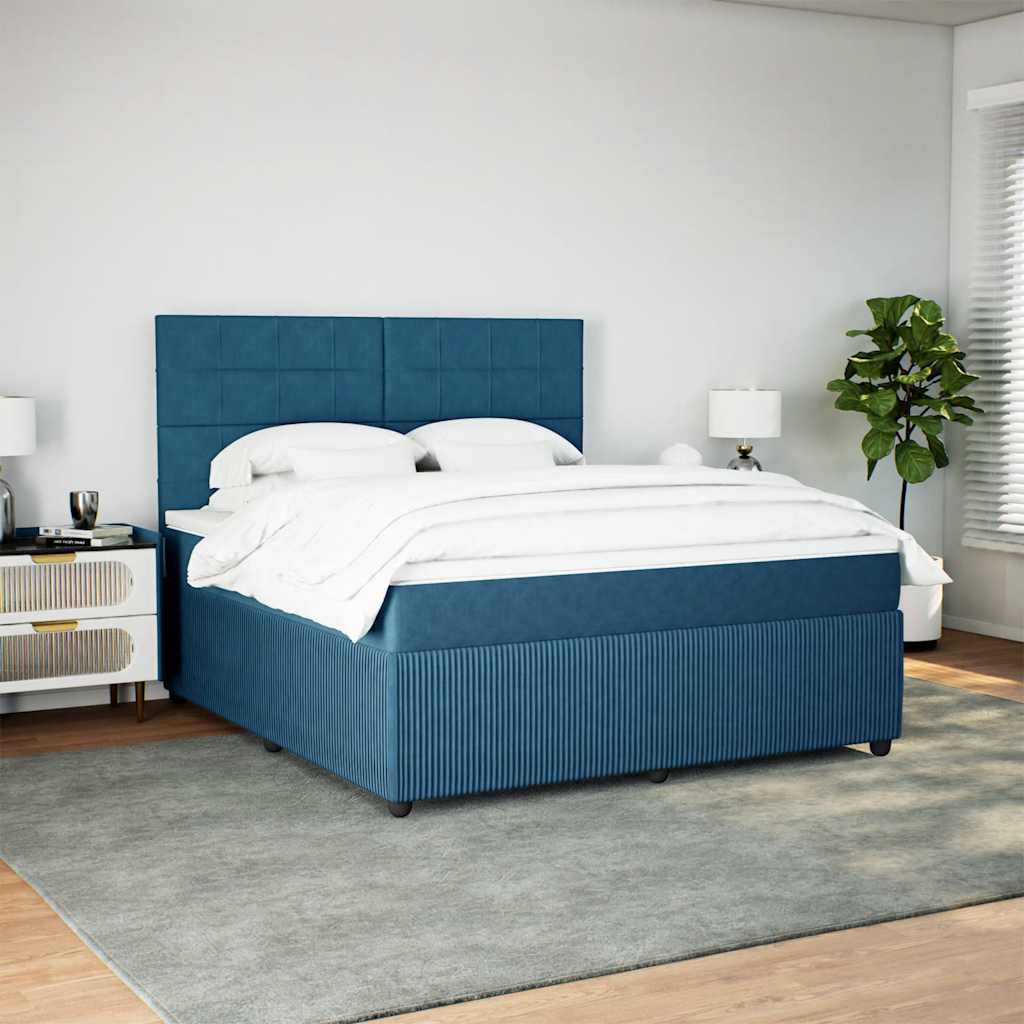 Sommier à lattes de lit et matelas Bleu foncé 180x200cm Velours - XIOS