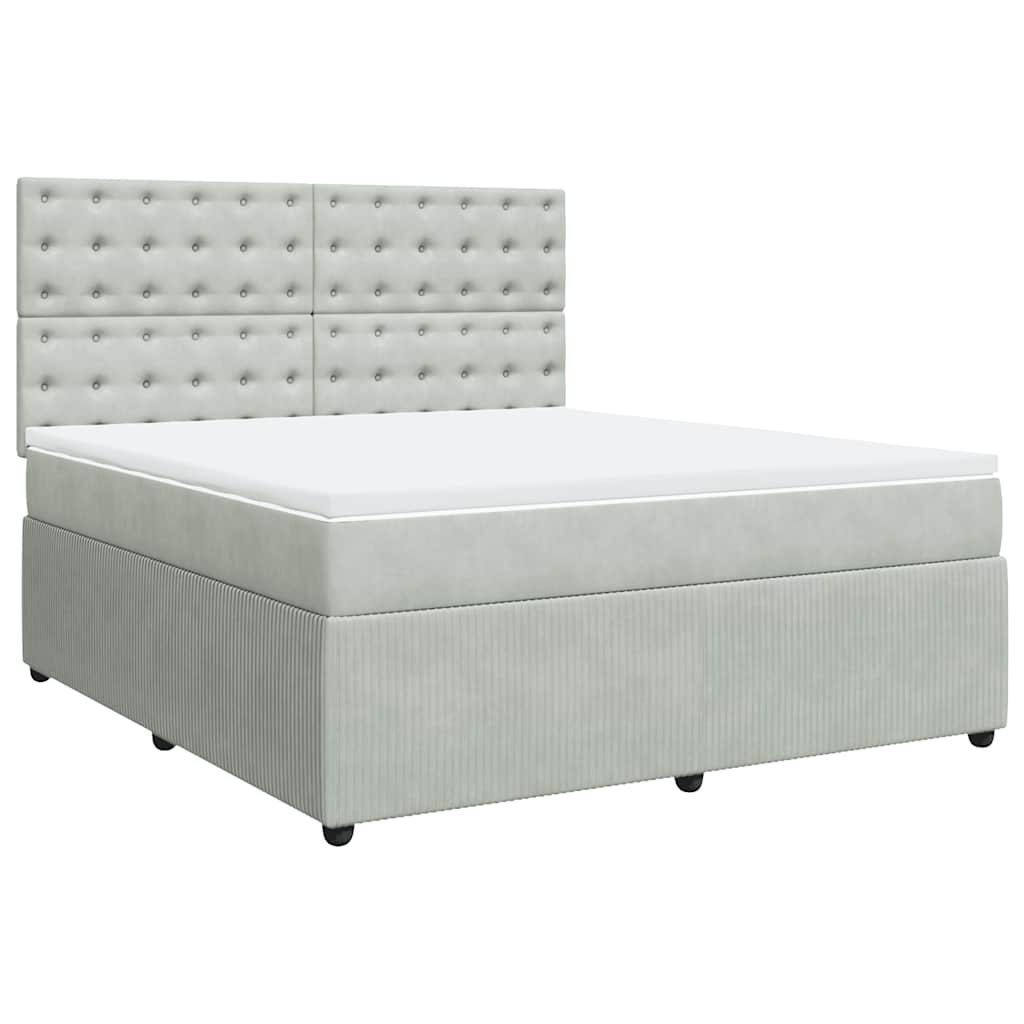 Sommier à lattes de lit et matelas Gris clair 180x200cm Velours - XIOS