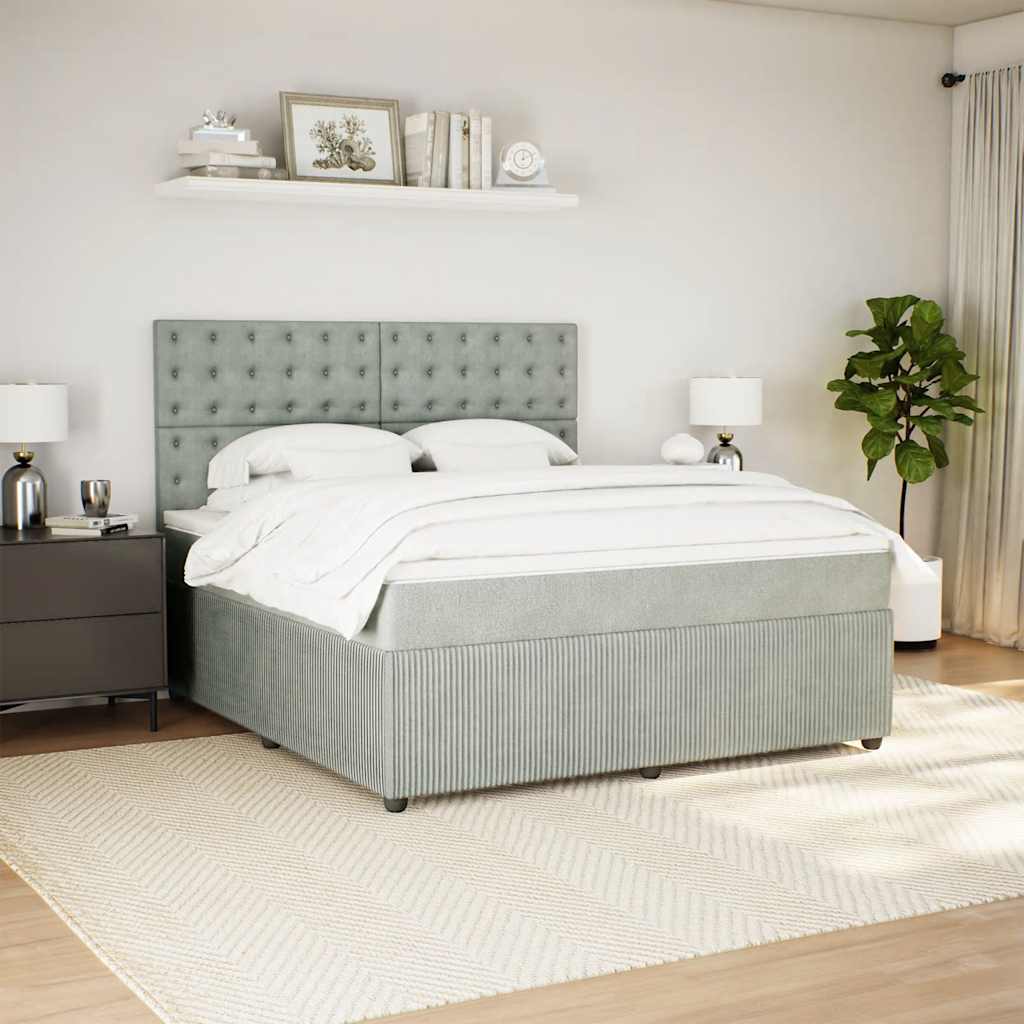 Sommier à lattes de lit et matelas Gris clair 180x200cm Velours - XIOS