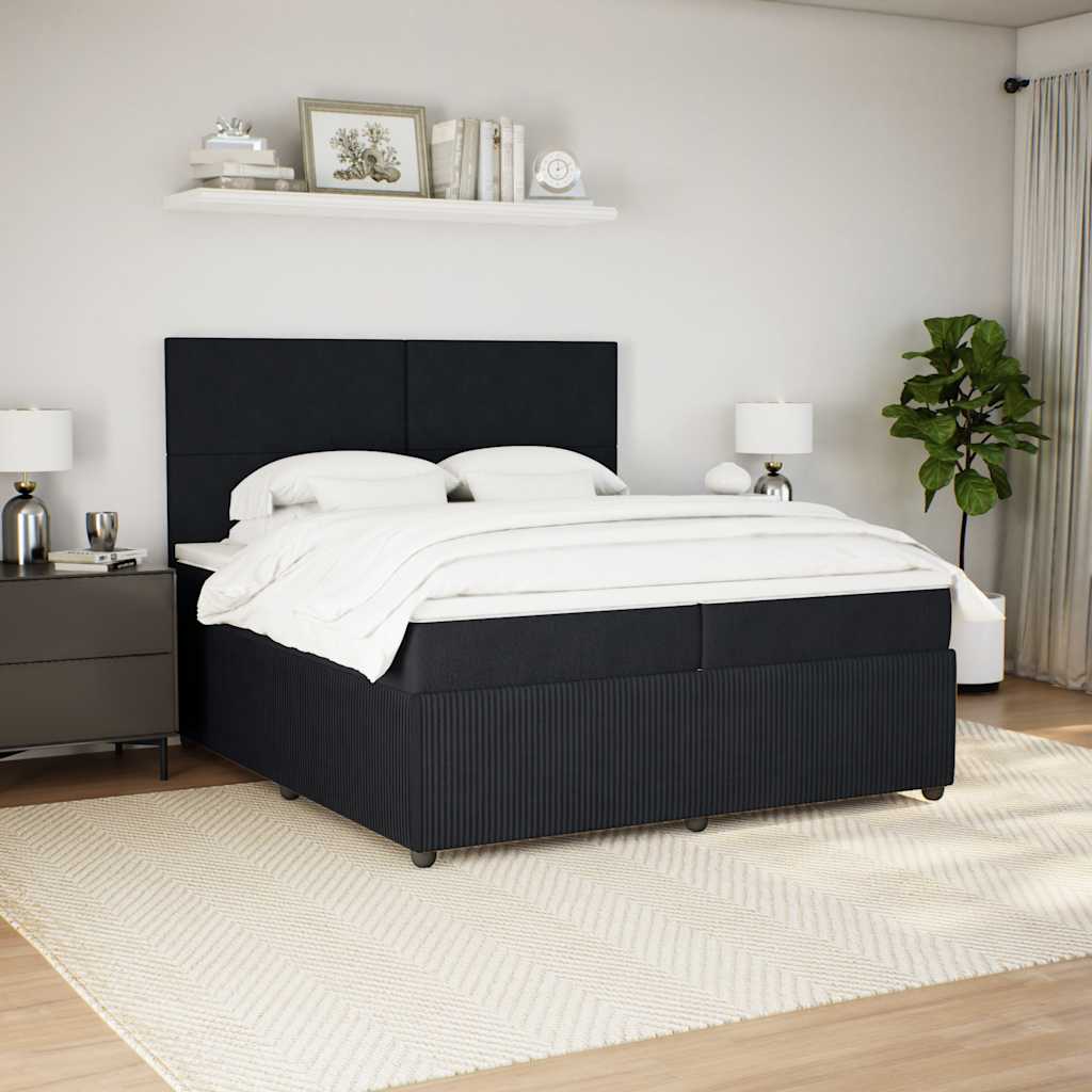 Sommier à lattes de lit et matelas Noir 200x200 cm Velours - XIOS