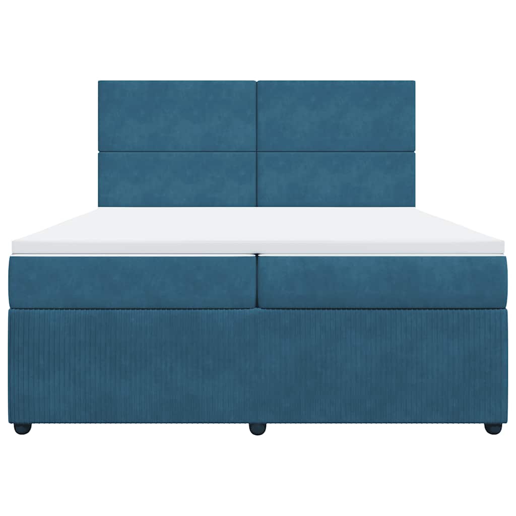 Sommier à lattes de lit et matelas Bleu foncé 200x200cm Velours - XIOS