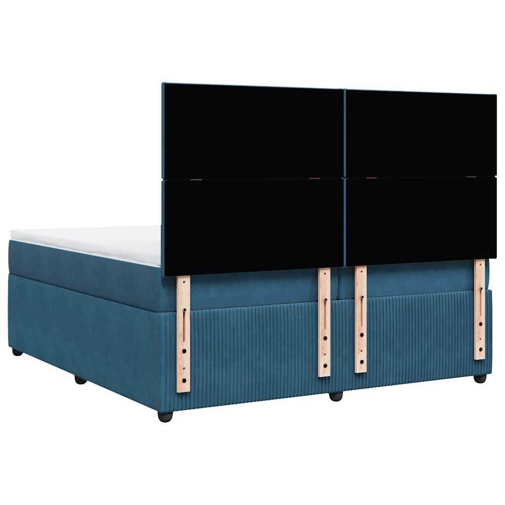 Sommier à lattes de lit et matelas Bleu foncé 200x200cm Velours - XIOS