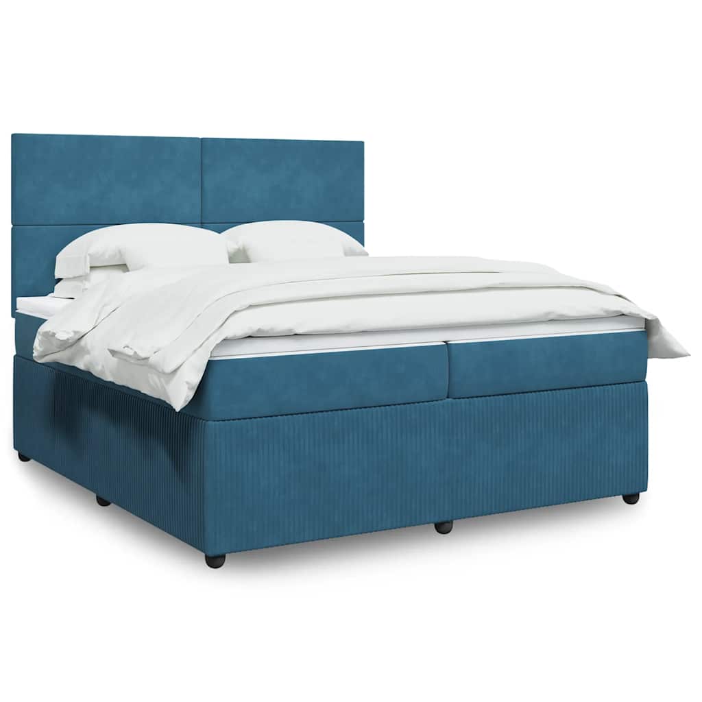 Sommier à lattes de lit et matelas Bleu foncé 200x200cm Velours - XIOS