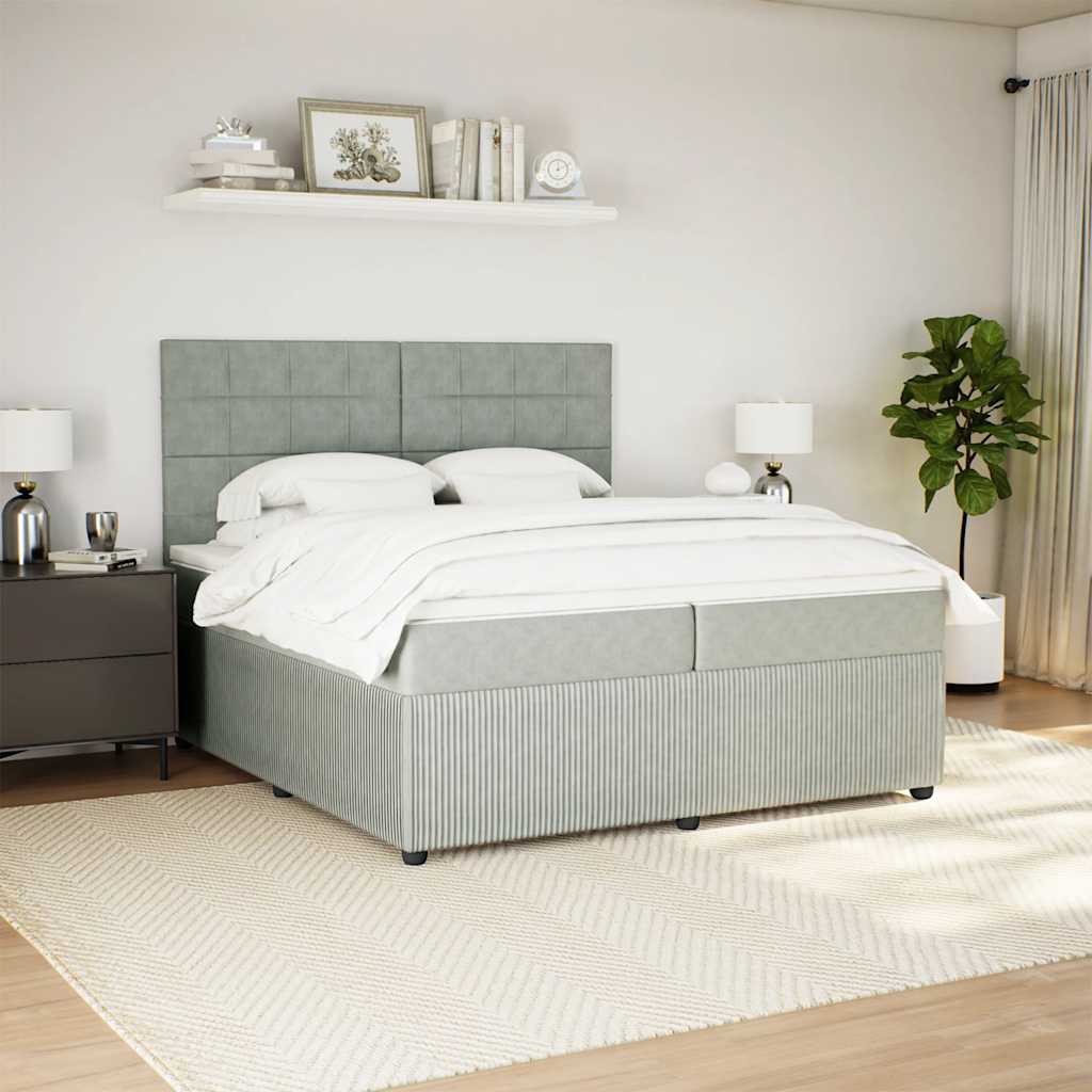 Sommier à lattes de lit et matelas Gris clair 200x200cm Velours - XIOS