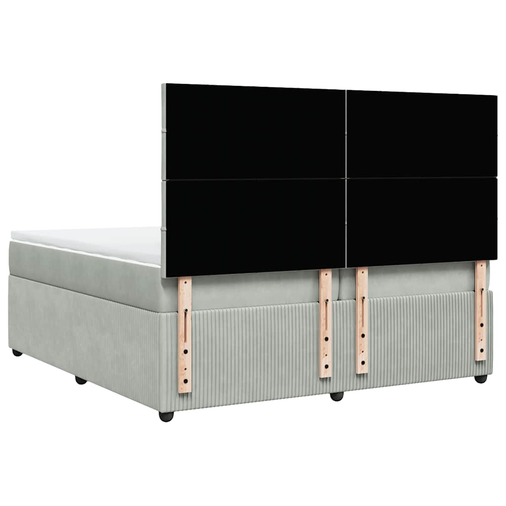Sommier à lattes de lit et matelas Gris clair 200x200cm Velours - XIOS
