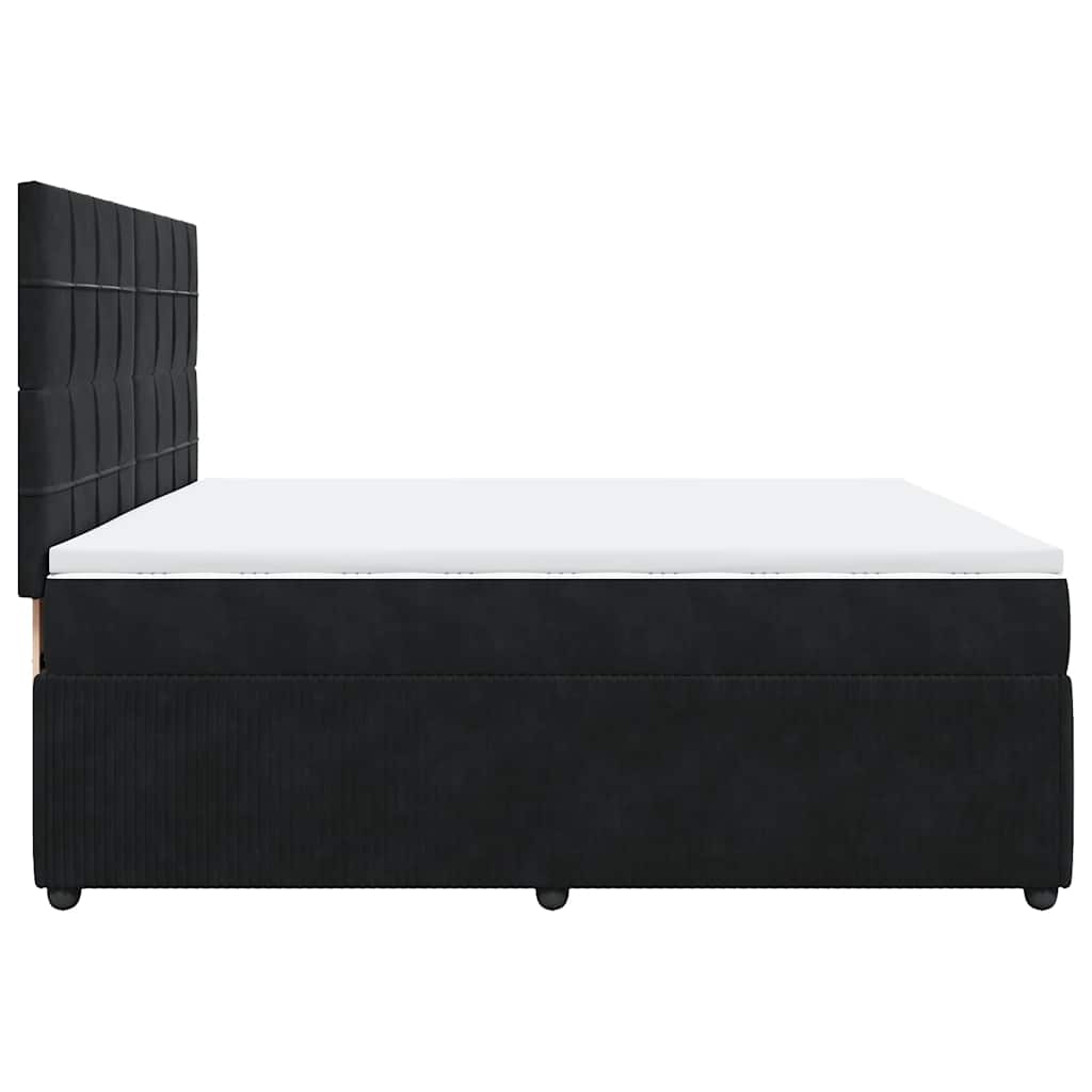 Sommier à lattes de lit et matelas Noir 200x200 cm Velours - XIOS