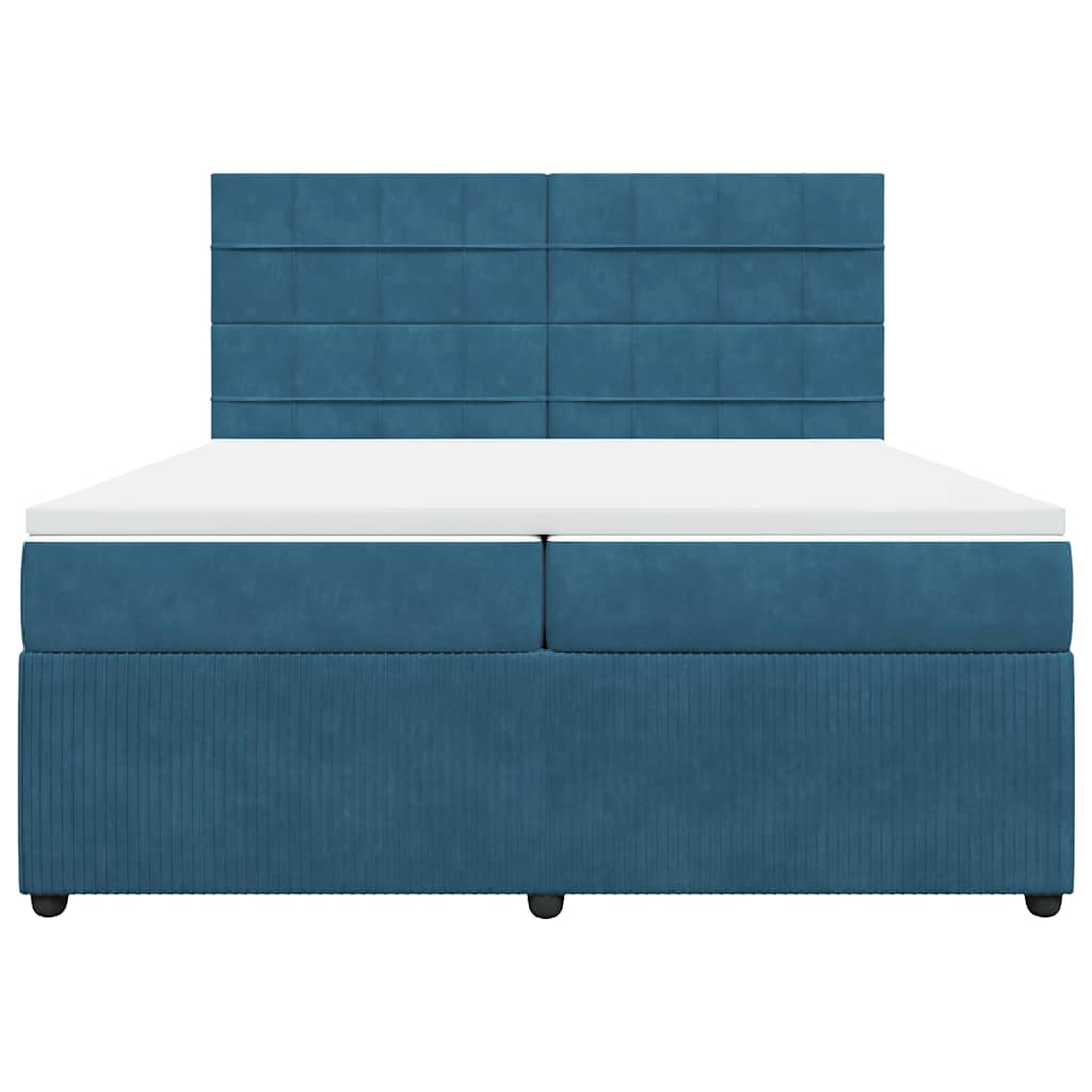 Sommier à lattes de lit et matelas Bleu foncé 200x200cm Velours - XIOS