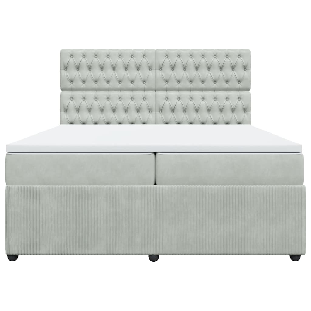 Sommier à lattes de lit et matelas Gris clair 200x200cm Velours - XIOS